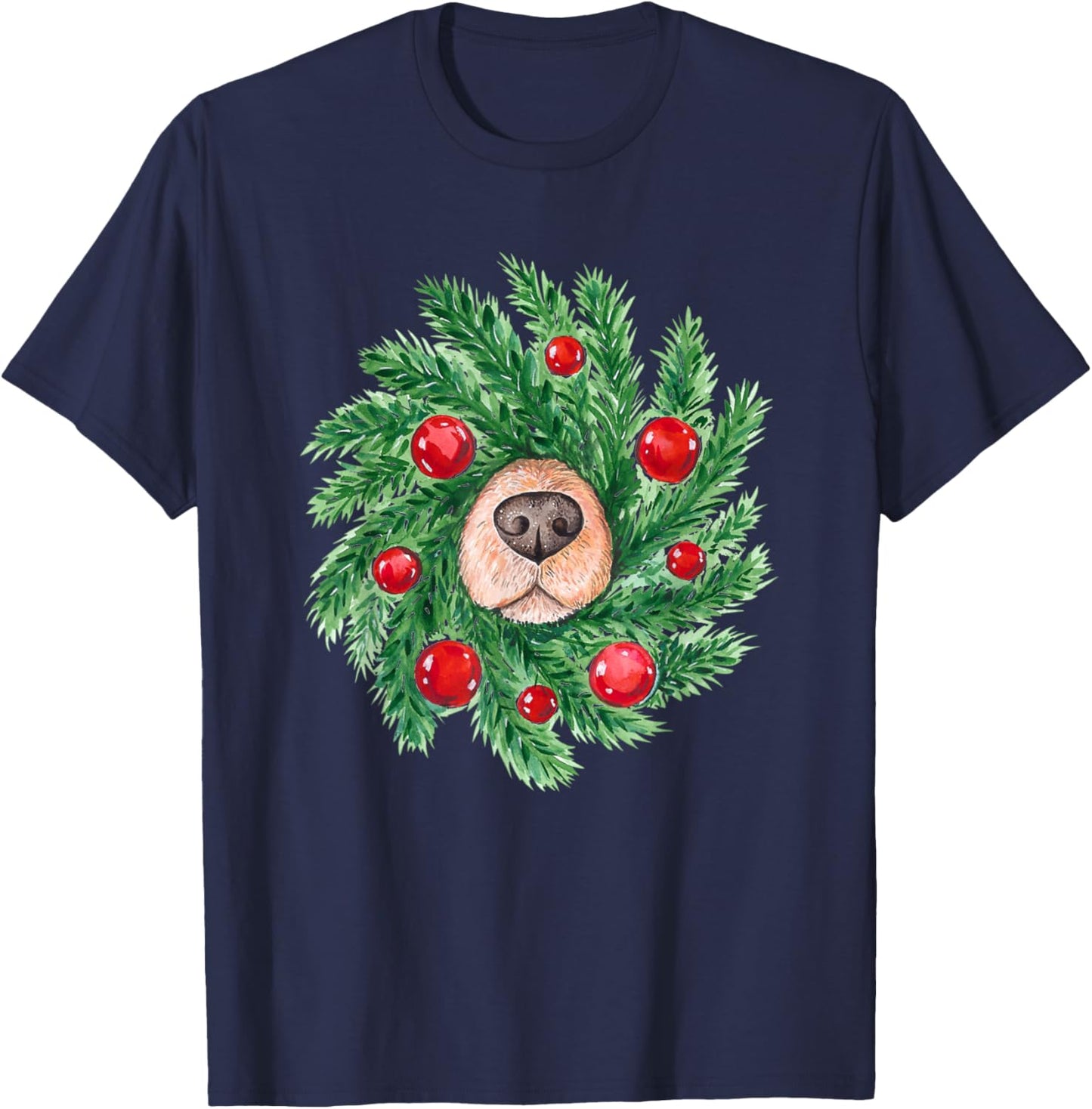 Youth Black Small Christmas Wreath T-Shirt - T-Shirt | Navy