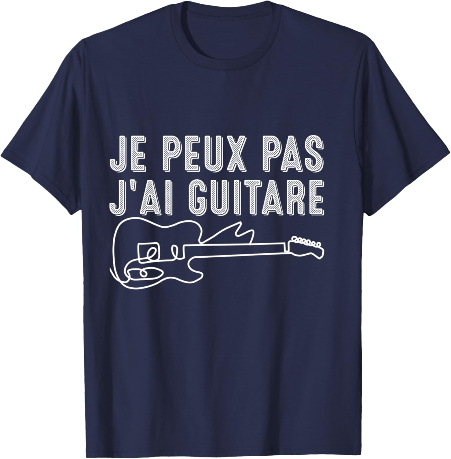 Je Peux Pas J'Ai Guitar for Guitarist Musician Vintage Long Handle T-Shirt - T-Shirt | Navy