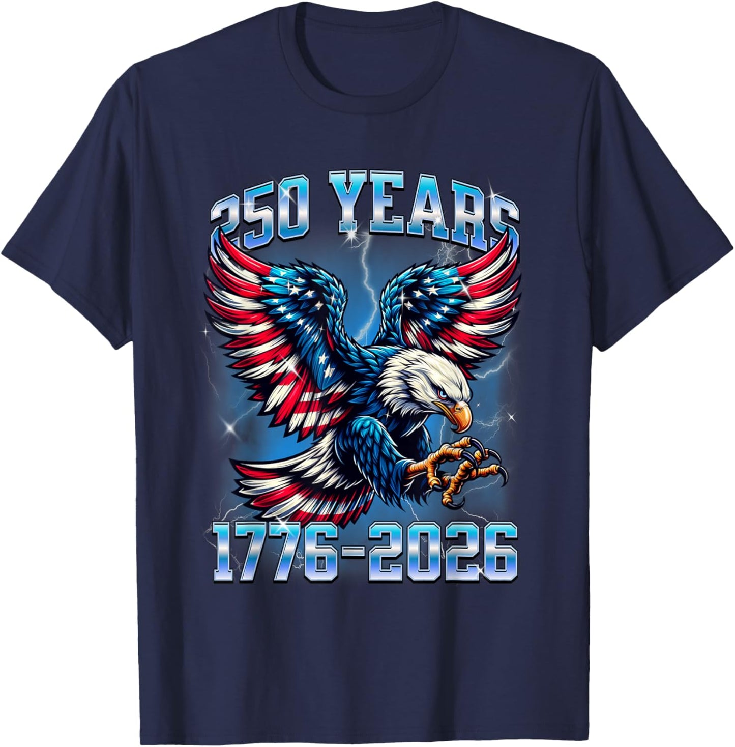 Flag Vintage 250 Years American 1776 2026 250th USA Birthday T-Shirt - T-Shirt | Navy