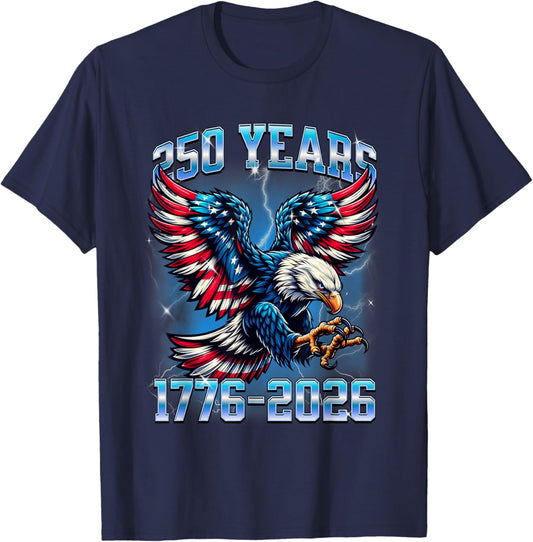 Flag Vintage 250 Years American 1776 2026 250th USA Birthday T-Shirt - T-Shirt | Navy