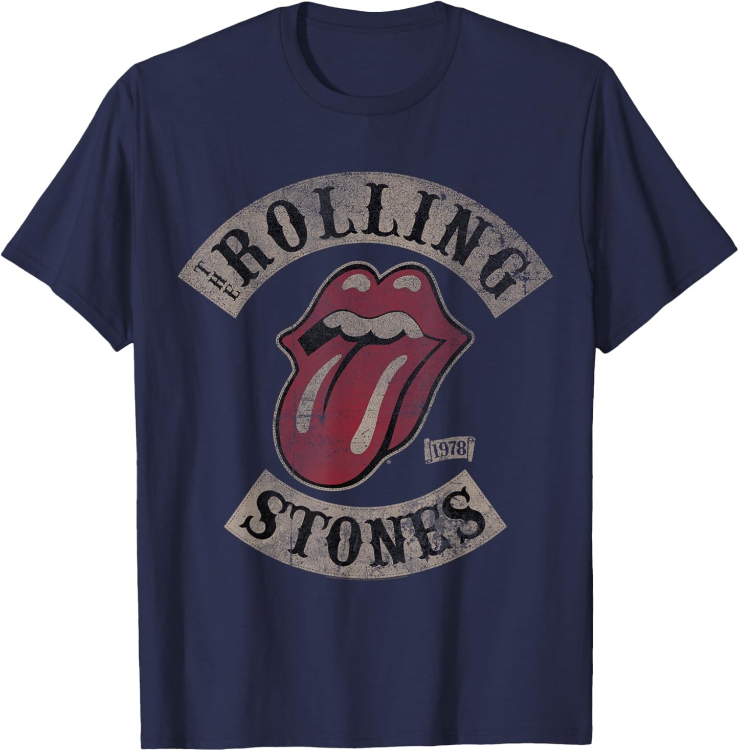 Official The Rolling Stones Vintage Tour 1978 Navy T-Shirt - T-Shirt | Navy