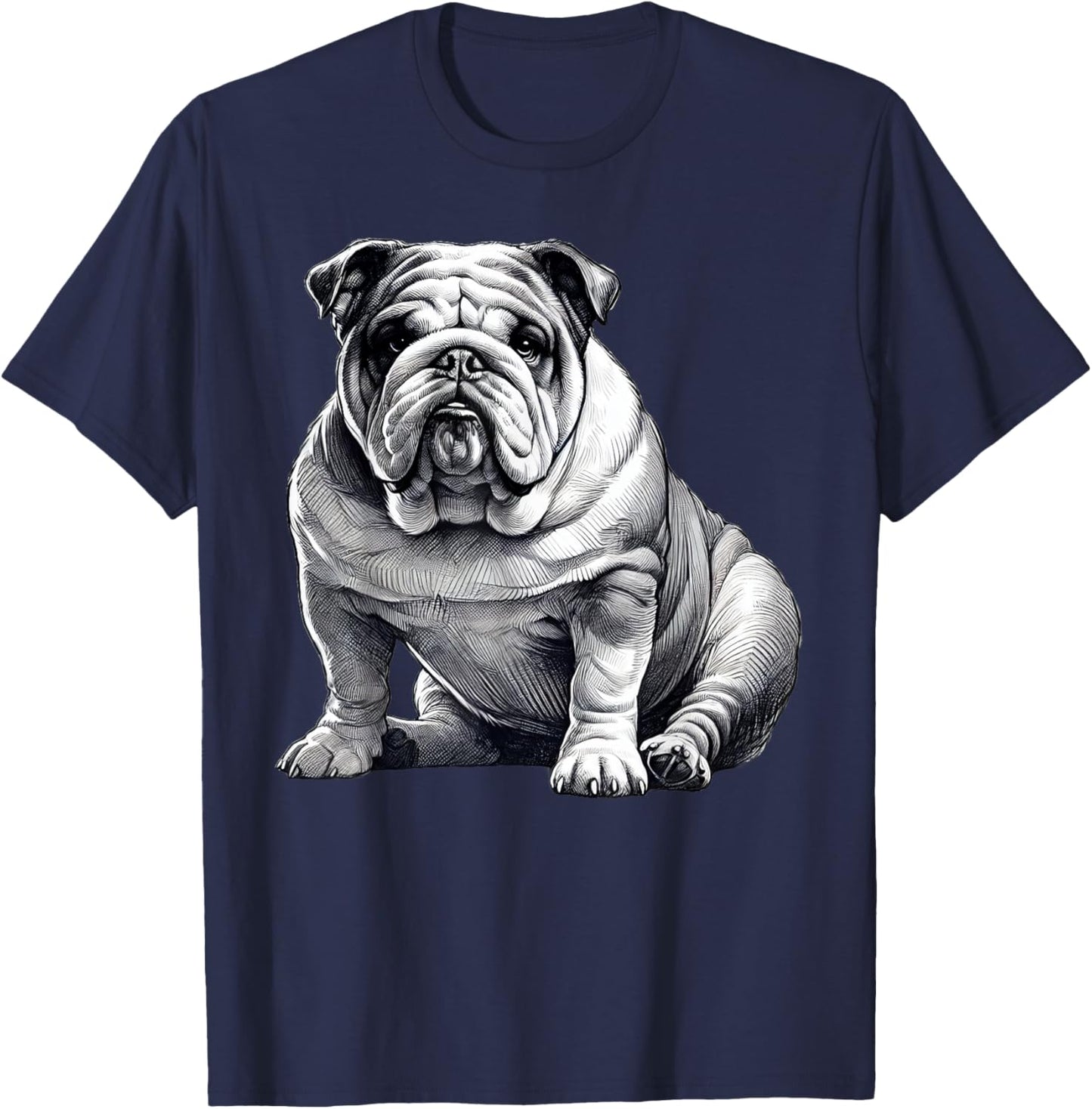 Dog English Bulldog Art T-Shirt - T-Shirt | Navy