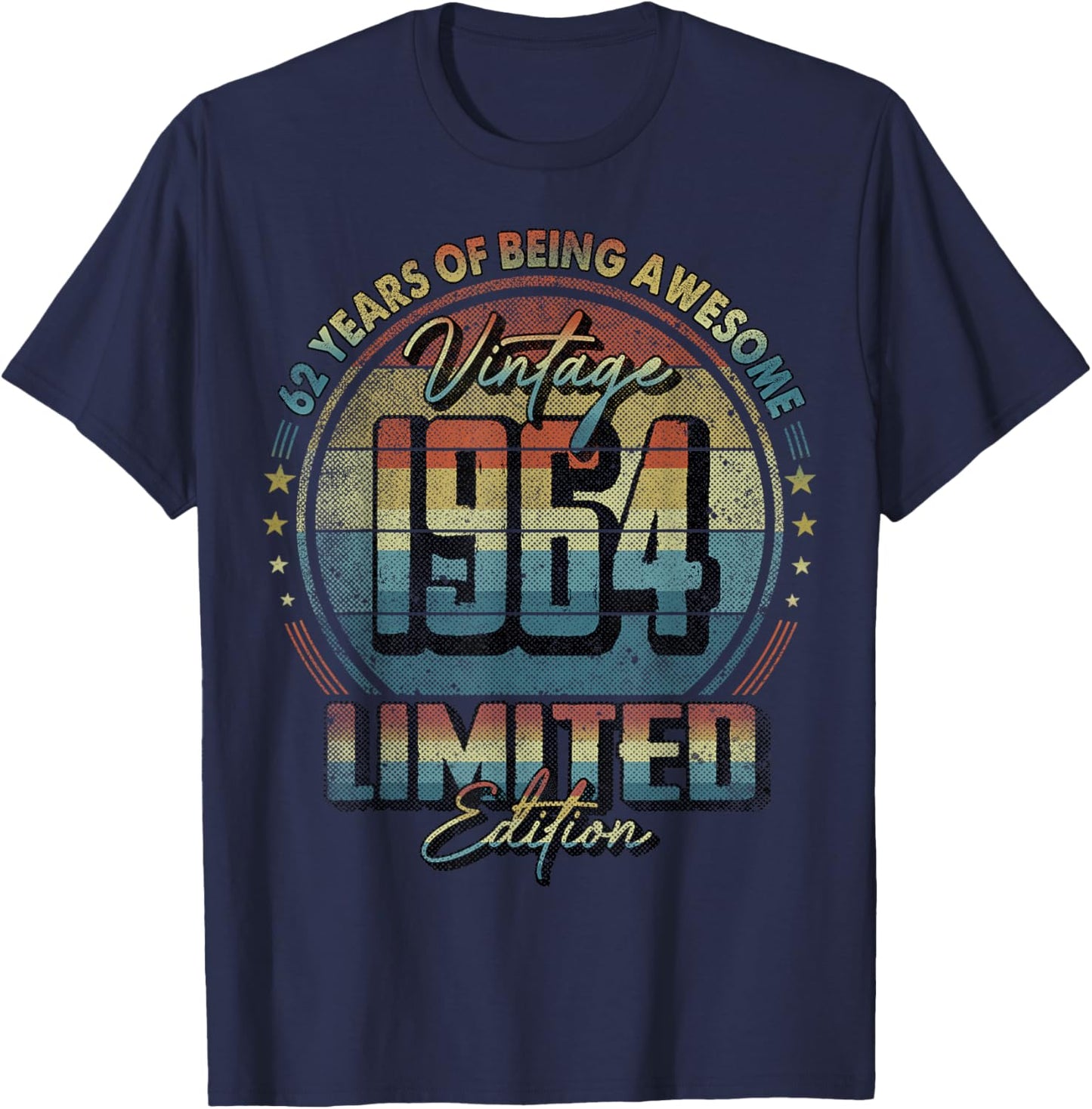 Vintage 1964 Limited Edition Shirt 62 Year Old 62nd Birthday T-Shirt - T-Shirt | Navy