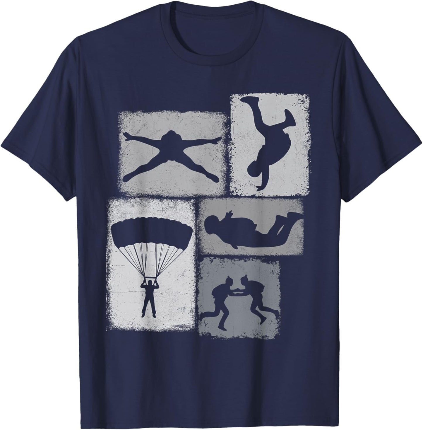 Skydiving Collage Skydiver Men Women Parachutist Instructor T-Shirt - T-Shirt | Navy