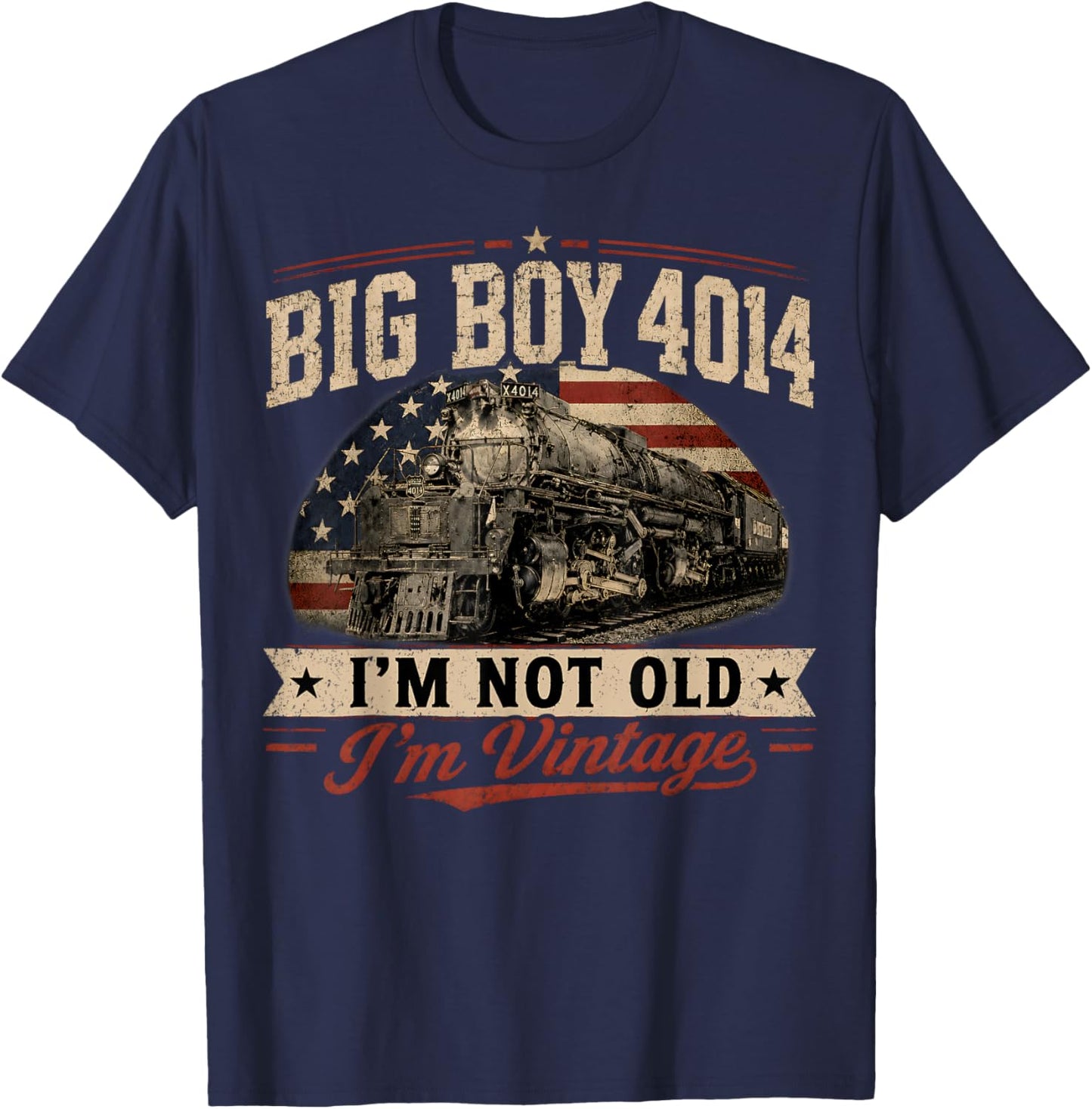 Big Boy 4014 Vintage Steam Locomotive Railroad Train Engine T-Shirt - T-Shirt | Navy