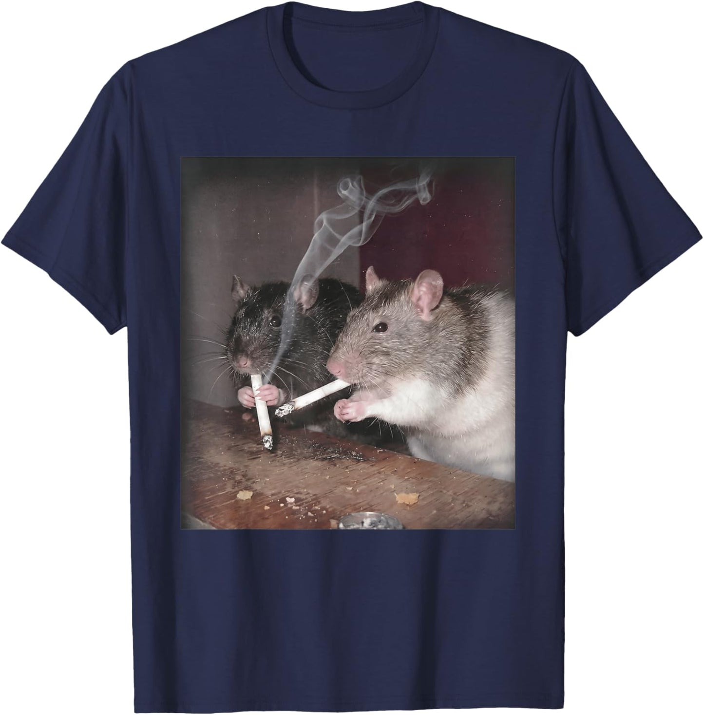 Rat Smoking Cigarette Funny Urban Grunge Rats Lover Design T-Shirt - T-Shirt | Navy