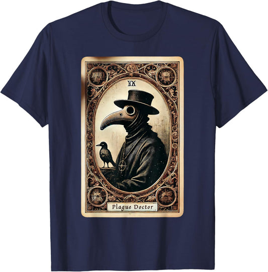 Plague Doctor Tarot Card Shirt Horror Death Occult Satanic T-Shirt - T-Shirt | Navy