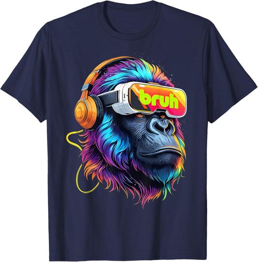 Bruh Gorilla Birthday Boys Men Women Funny Birthday Gorilla T-Shirt - T-Shirt | Navy