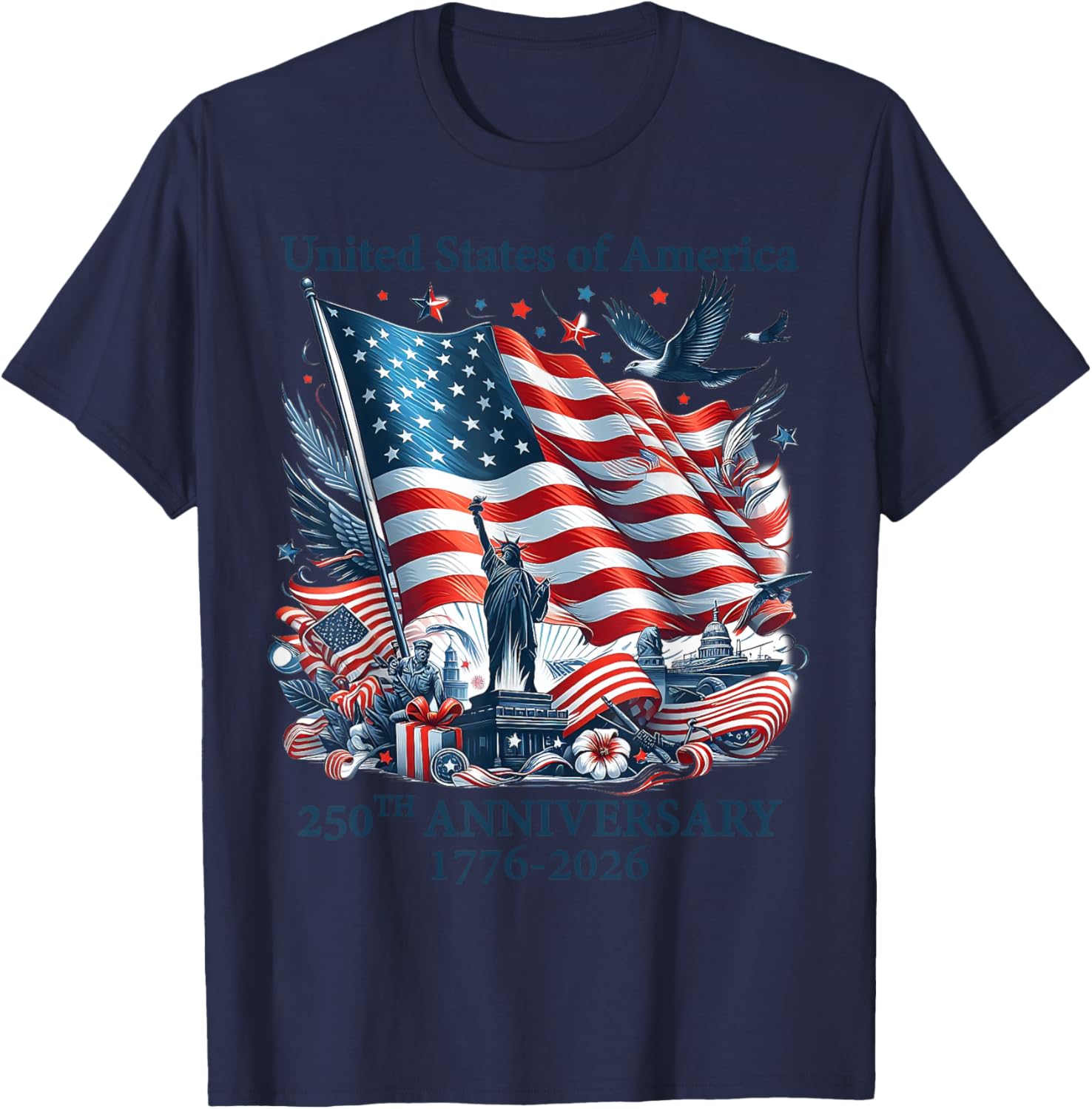 250 Jahre Amerika 1776 2026 250. Geburtstag USA Patriotisch T-Shirt - T-Shirt | Navy