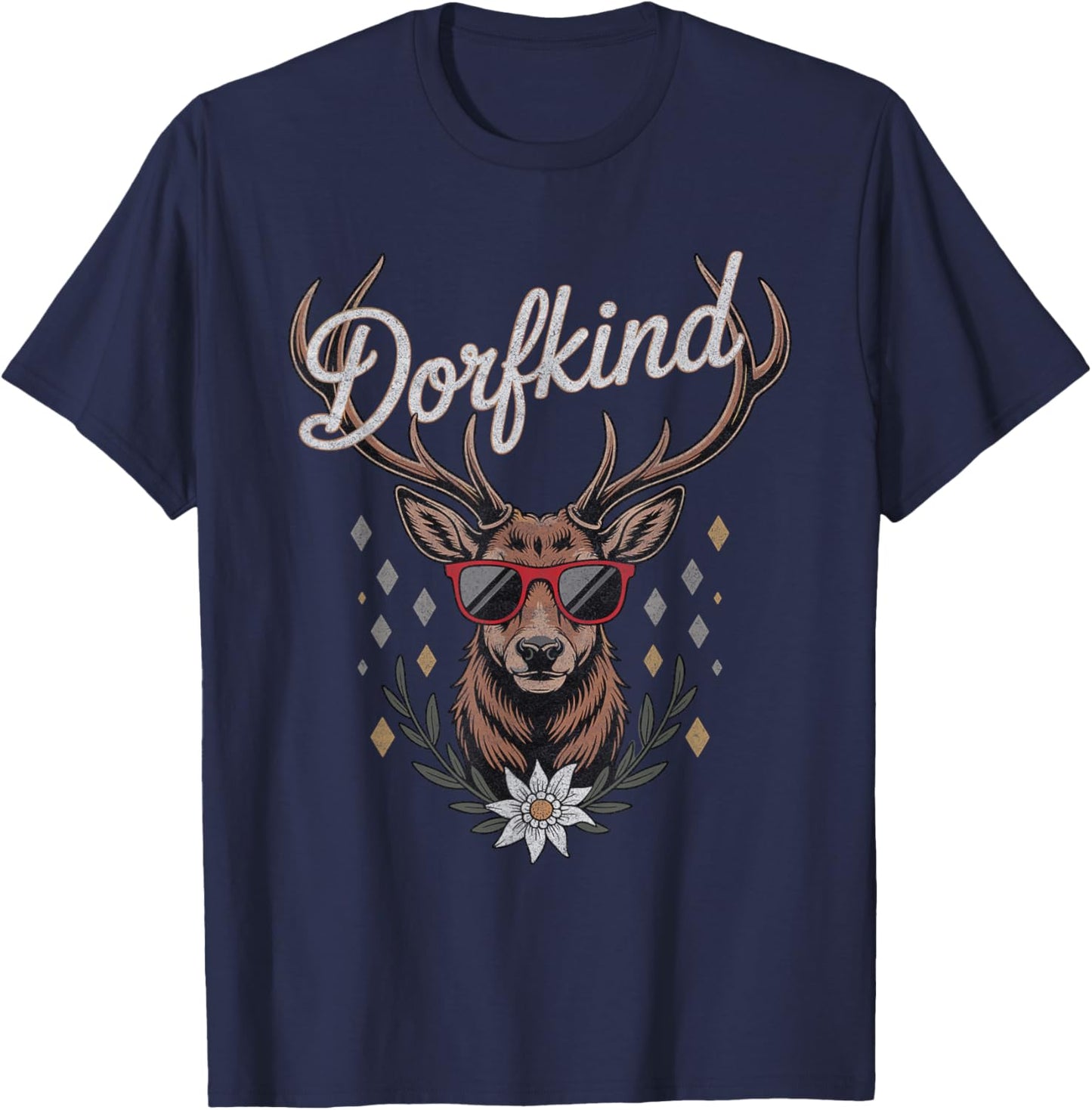 Dorfkind Children's with Deer HR Design , Women and Children T-Shirt - T-Shirt | Navy