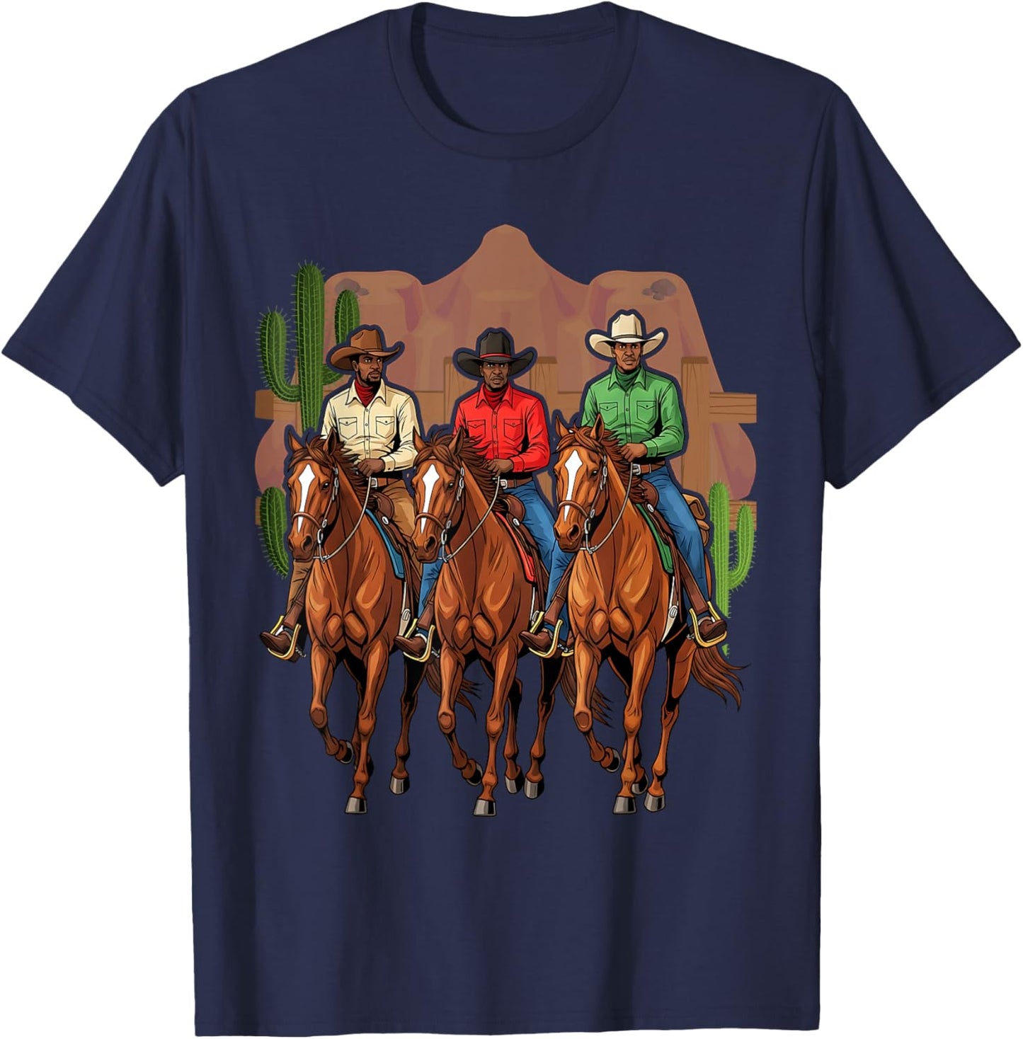 Black African American Cowboy Western Country Texas Rodeo T-Shirt - T-Shirt | Navy