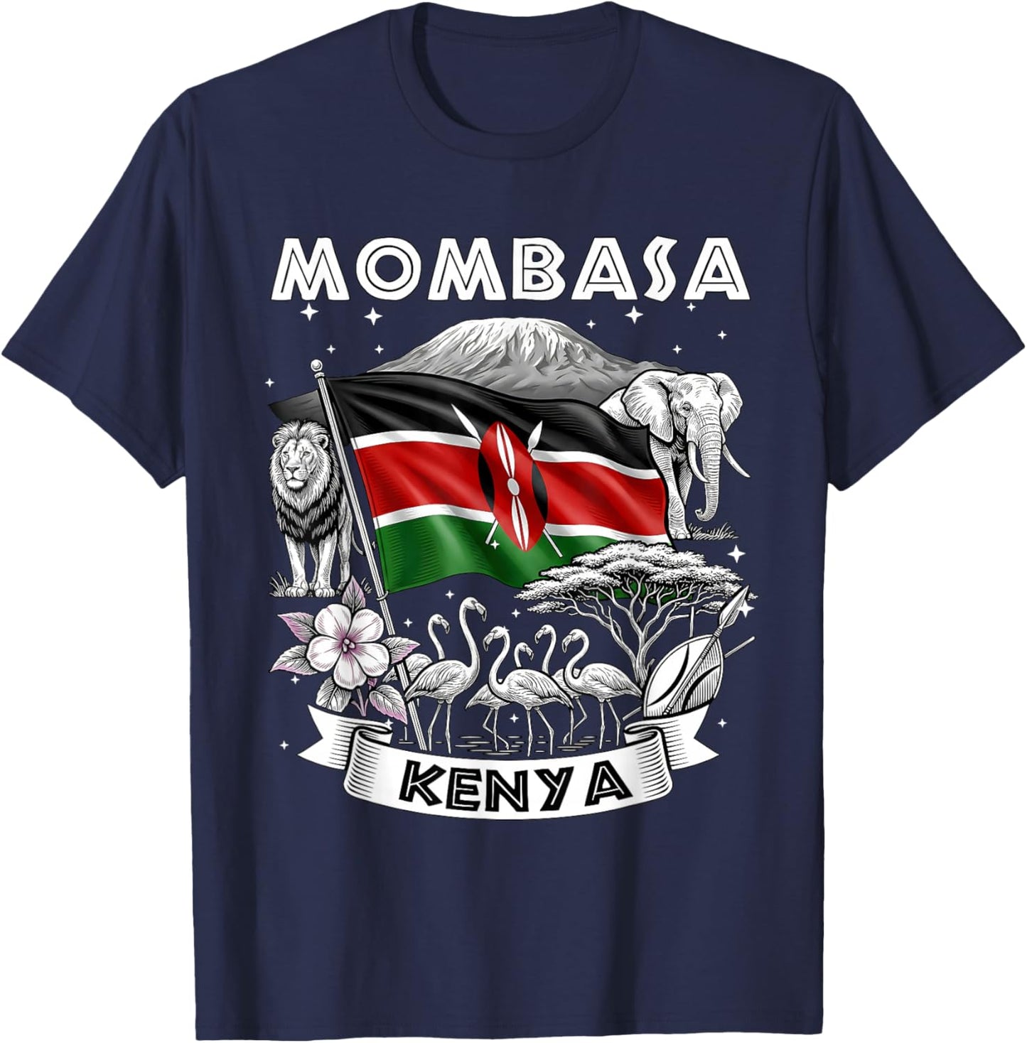 Mombasa Kenya African City Pride Graphic T-Shirt - T-Shirt | Navy
