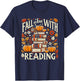 Fall In Love With Reading Book Autumn Pumpkins And Teachers T-Shirt - T-Shirt | Navy