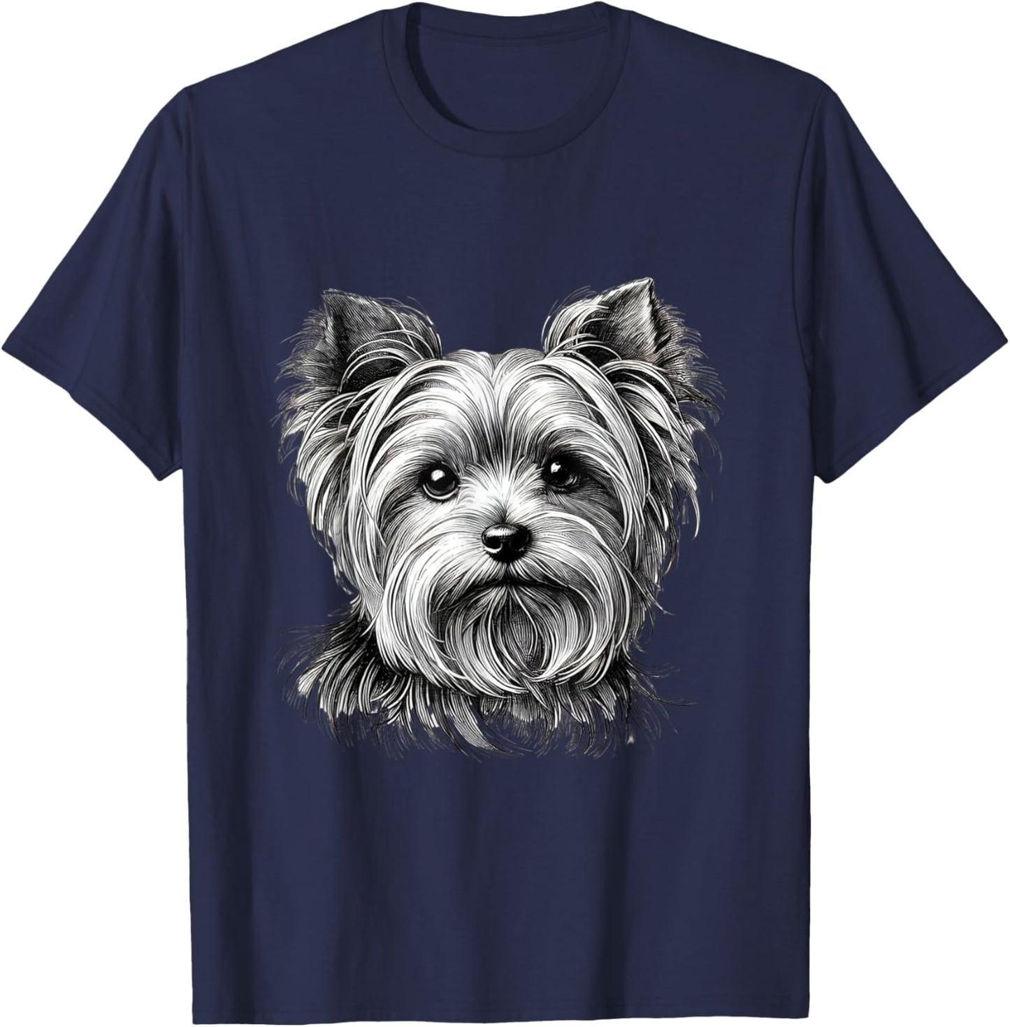 Yorkie Dog Face Illustration for Dog Lovers T-Shirt - T-Shirt | Navy