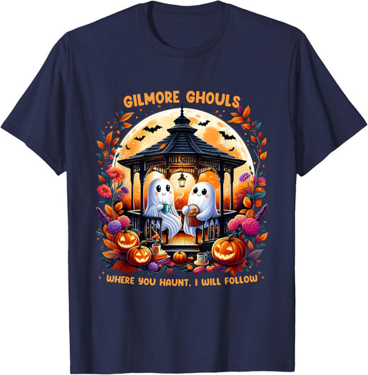 Halloween Gilmore Ghouls Where You Haunt I Will Follow Ghost T-Shirt - T-Shirt | Navy