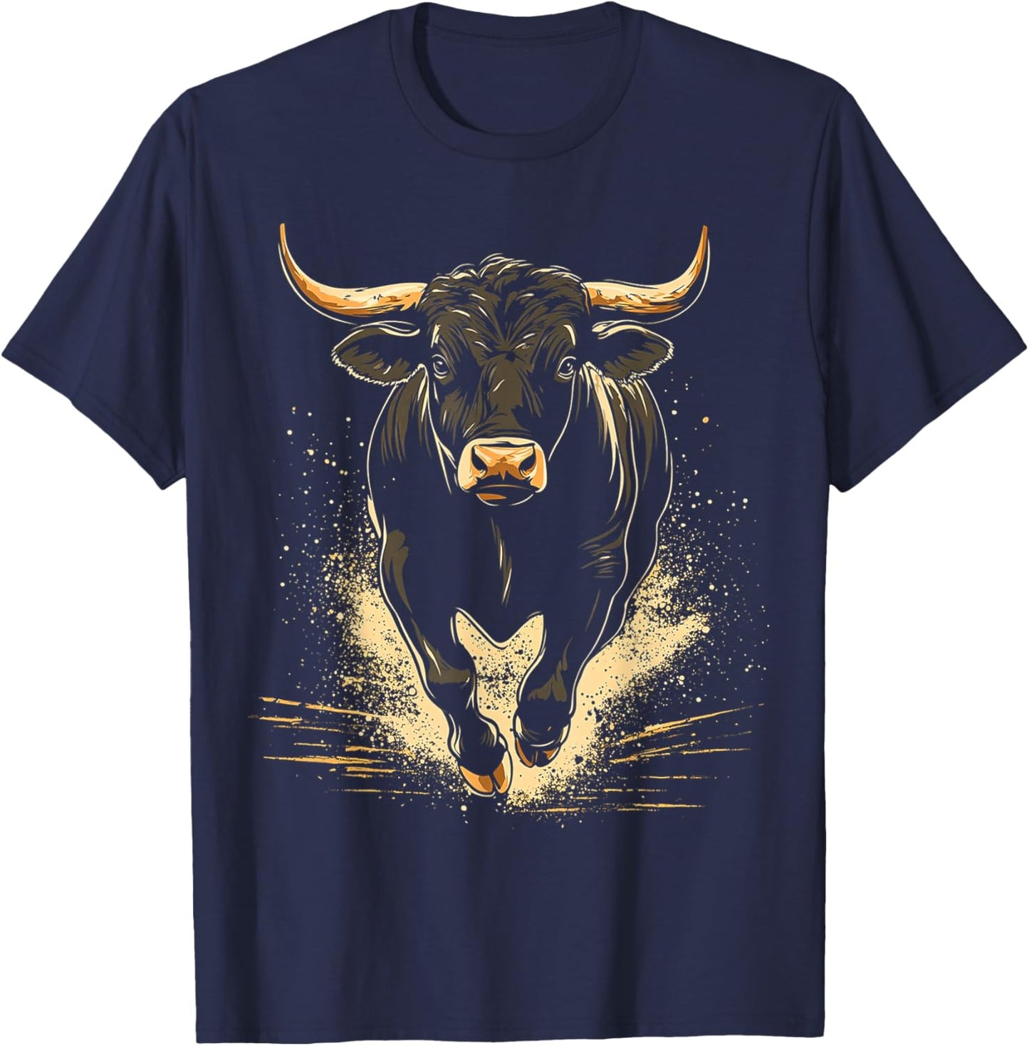 Bull Animal Motif Art Bull T-Shirt - T-Shirt | Navy