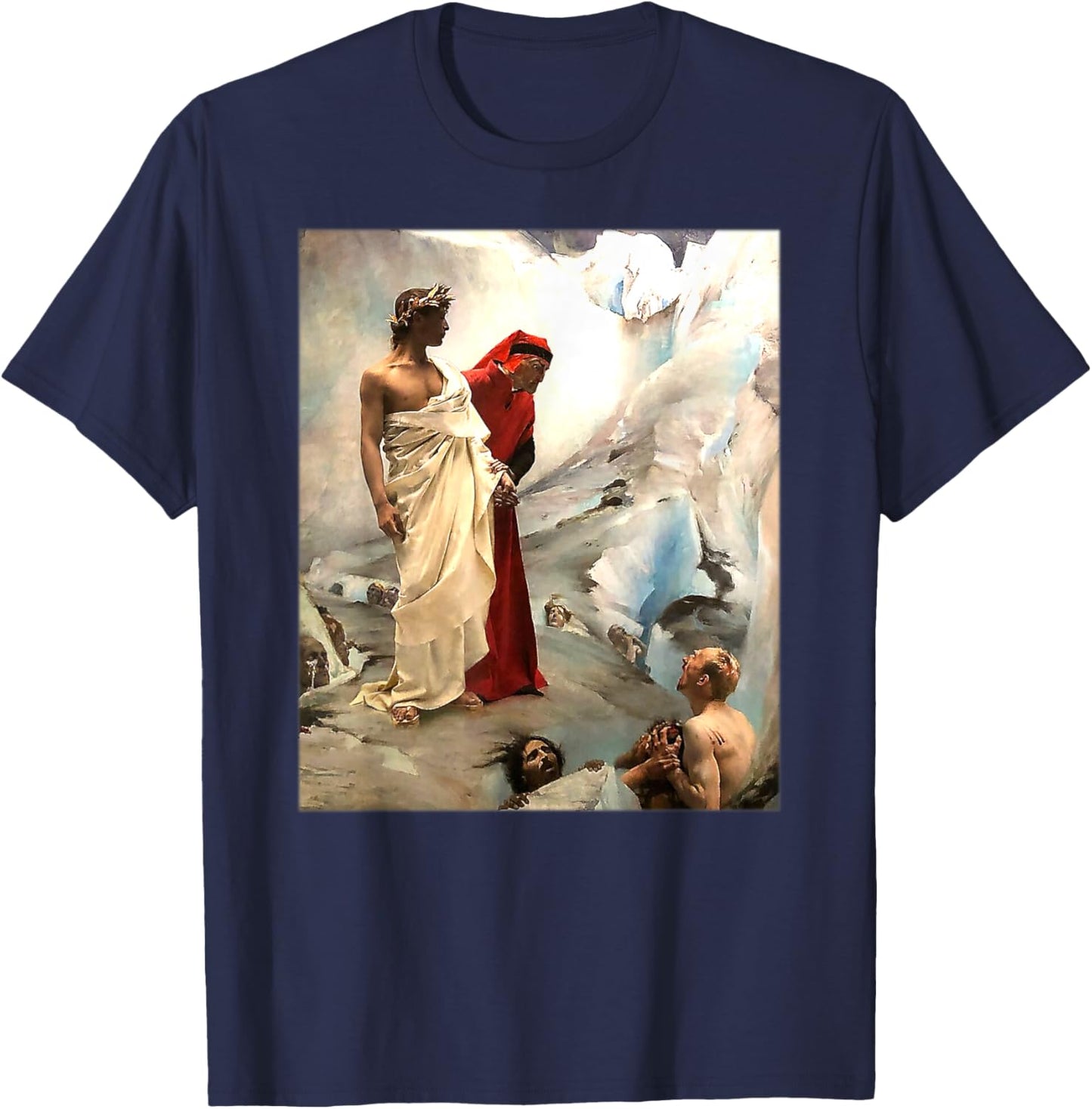 Dante and Virgil in Hell by Gustave Courtois (1879) T-Shirt - T-Shirt | Navy