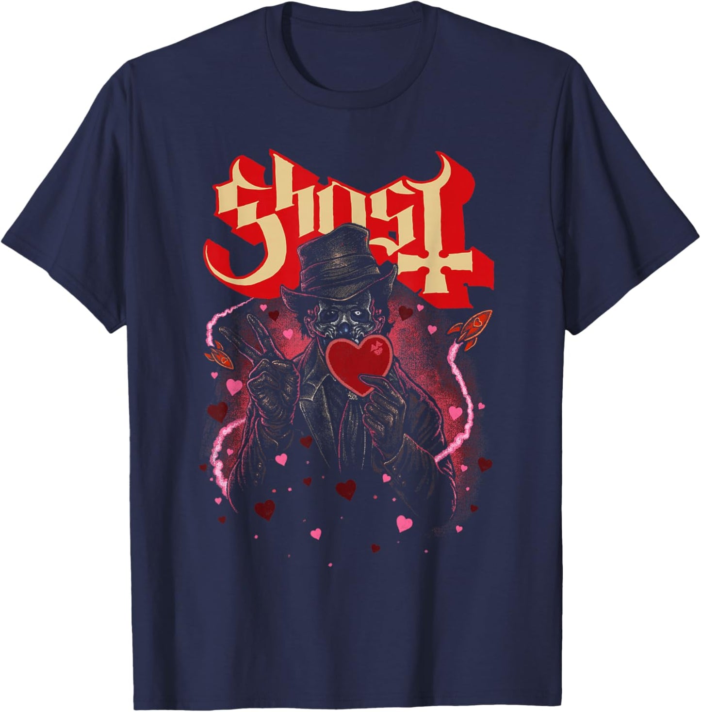 Ghost Valentine's with Rockets T-Shirt - T-Shirt | Navy