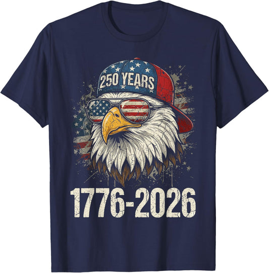 250th Anniversary USA 4th of July Eagle Patriotic 250 Years T-Shirt - T-Shirt | Navy