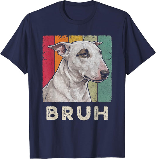 Bull Terrier Bruh Dog Retro Vintage Distressed T-Shirt - T-Shirt | Navy
