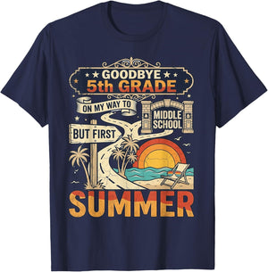 Goodbye 5th Grade Graduation to Middle School First Summer T-Shirt - T-Shirt | Navy