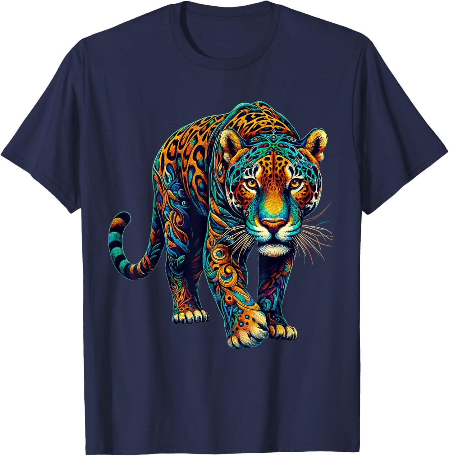 Colorful Jaguars Animal Zoo T-Shirt - T-Shirt | Navy