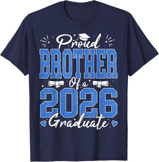 Proud Brother of A 2026 Graduate Senior Bro Graduation 2026 T-Shirt - T-Shirt | Navy