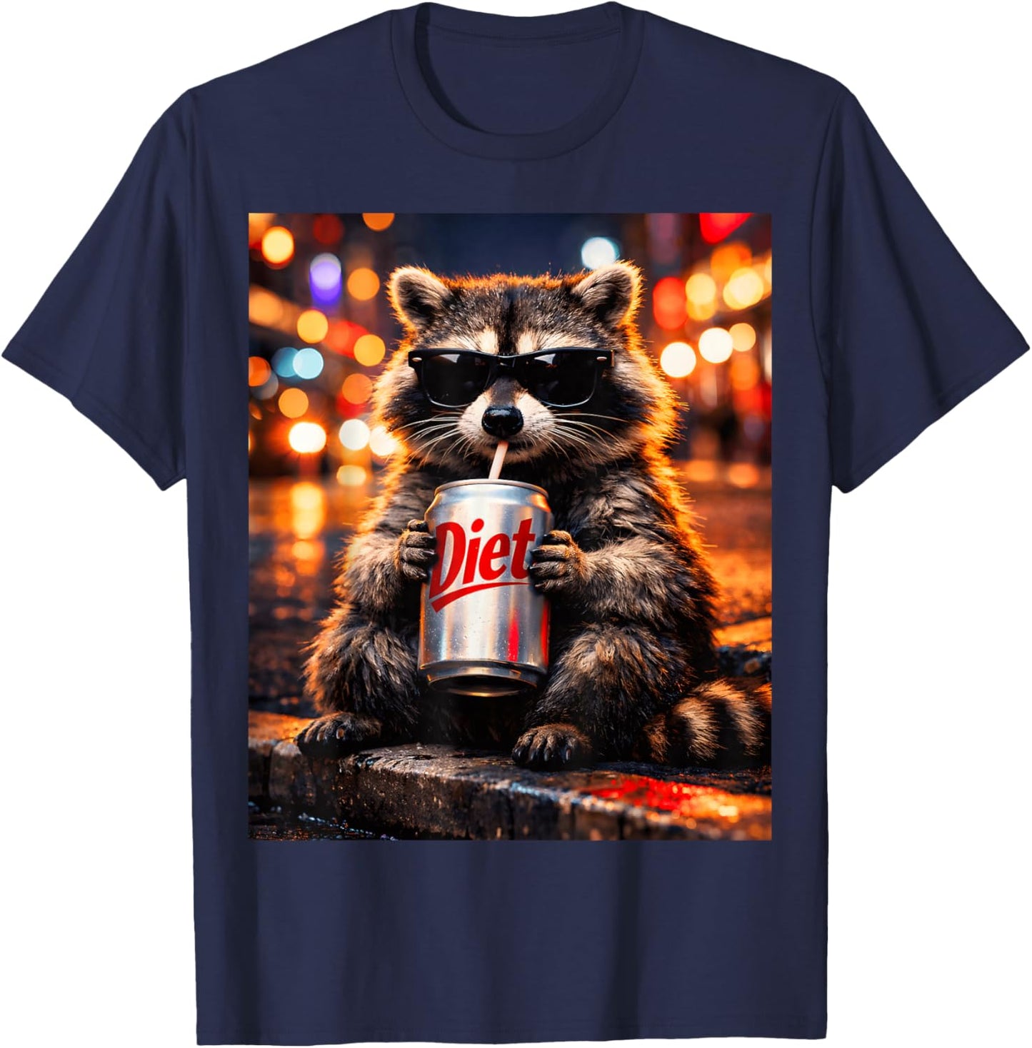 Raccoons Diet Soda Funny Animal Meme Genz Dank Raccoon Meme T-Shirt - T-Shirt | Navy