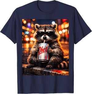 Raccoons Diet Soda Funny Animal Meme Genz Dank Raccoon Meme T-Shirt - T-Shirt | Navy