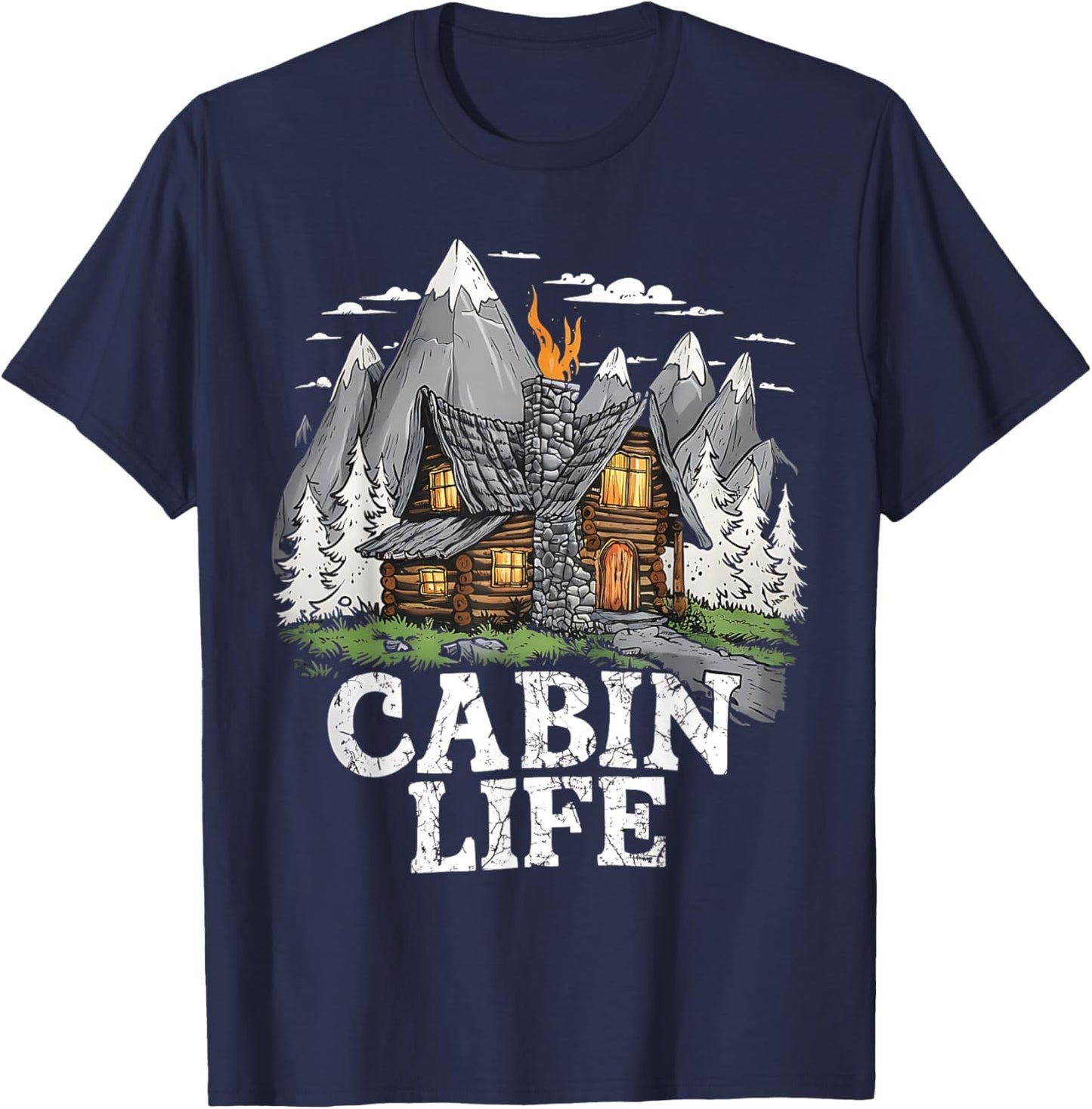 Logged Out Funny Log Cabin Life Mountain Ourdoor Camping T-Shirt - T-Shirt | Navy