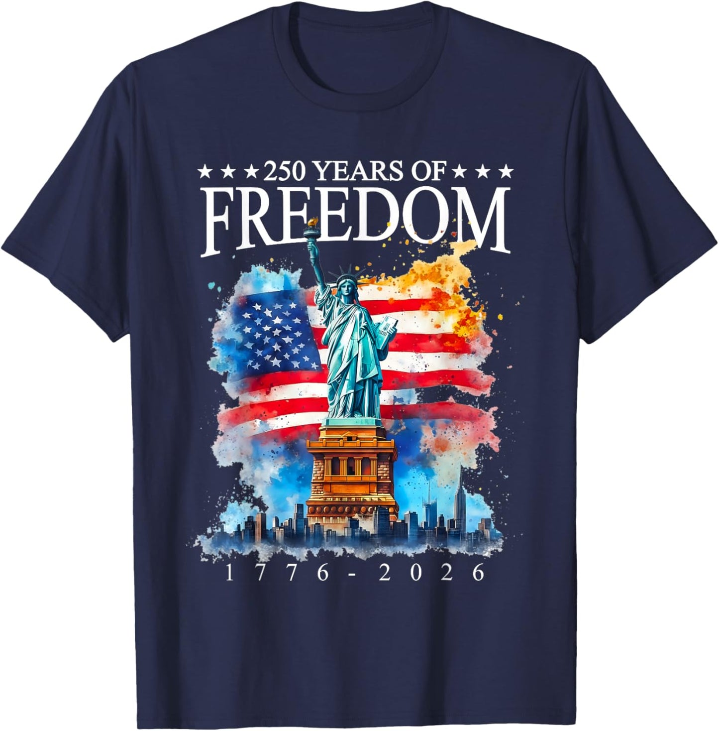 4th of July American Flag Vintage 250 Years 1776 2026 USA T-Shirt - T-Shirt | Navy