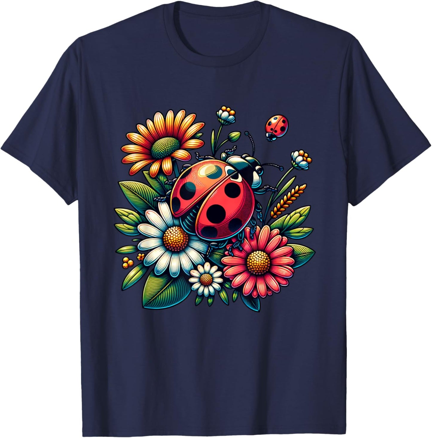 Cute Ladybugs Pop Art Ladybugs Lover Portrait Women T-Shirt - T-Shirt | Navy