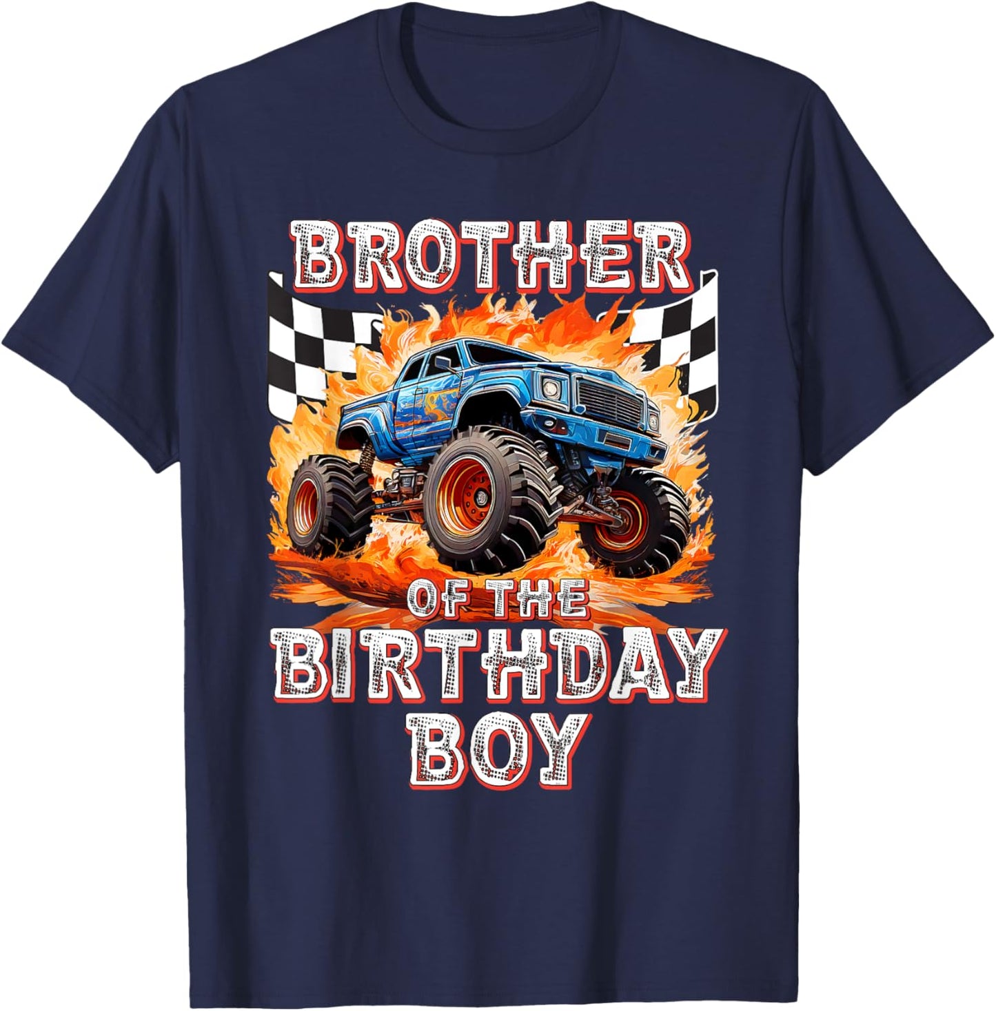 Brother of the Birthday Boy Monster Truck Birthday T-Shirt - T-Shirt | Navy