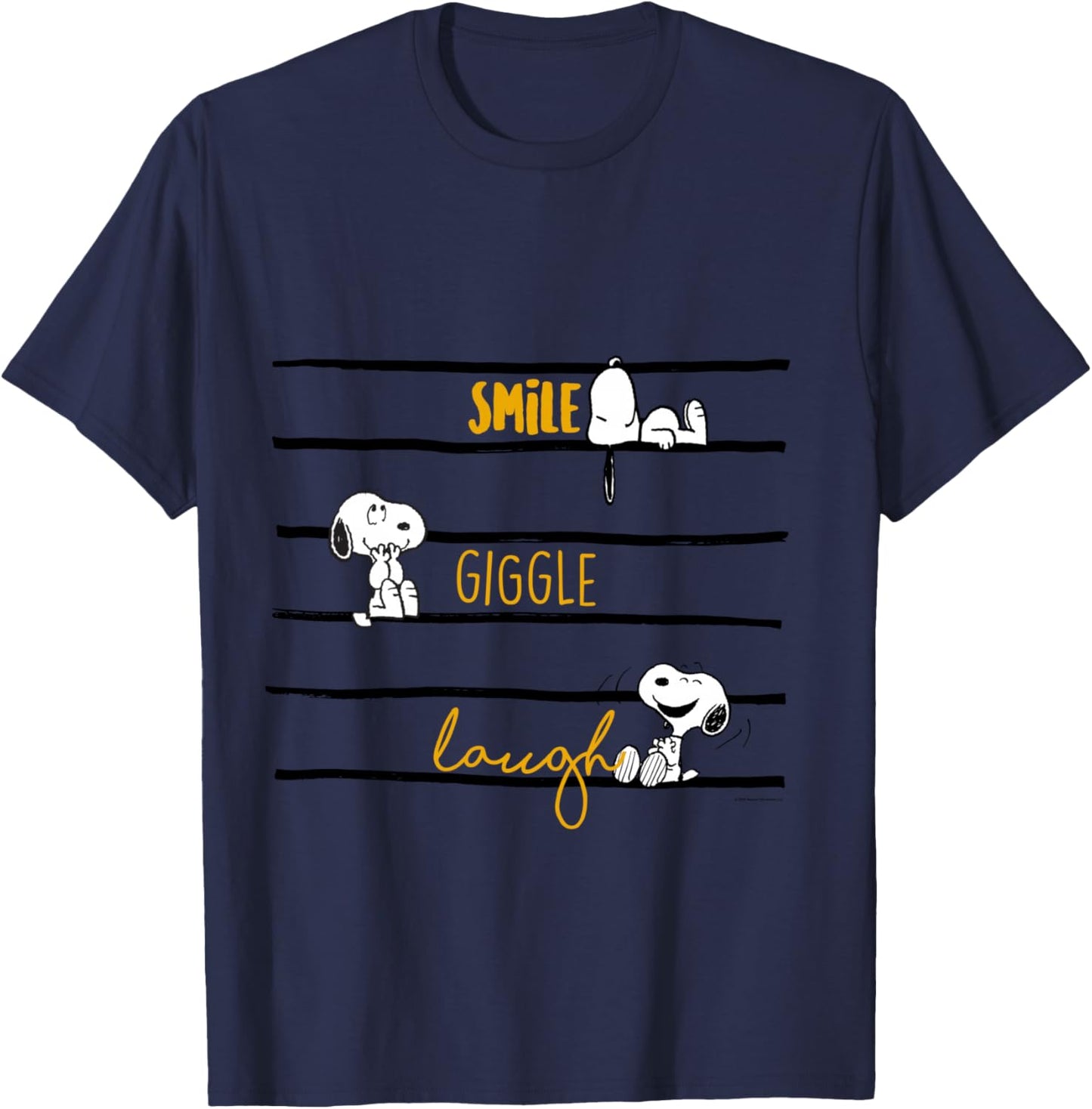 Peanuts - Snoopy Woodstock Smile Giggle Laugh Langarmshirt T-Shirt - T-Shirt | Navy