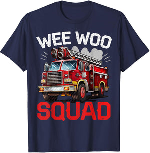 Funny Wee Woo Squad Fire Truck Design for Kids and Adults T-Shirt - T-Shirt | Navy