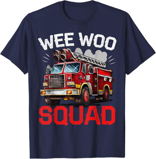 Funny Wee Woo Squad Fire Truck Design for Kids and Adults T-Shirt - T-Shirt | Navy