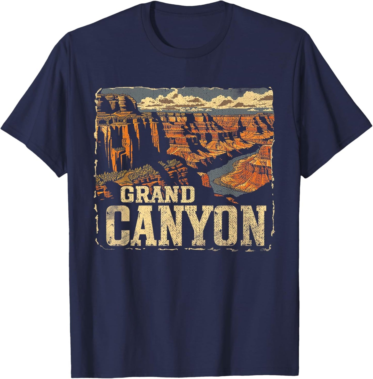 Grand Canyon - US National Park Vintage Men Women Kids Retro T-Shirt - T-Shirt | Navy