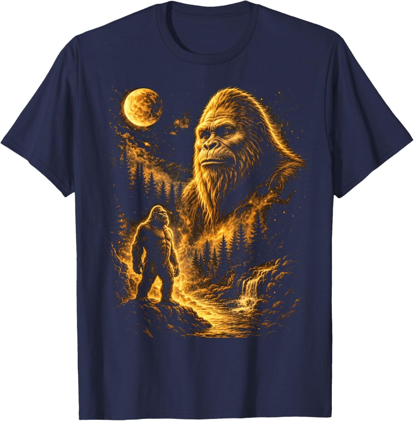 Bigfoot Sasquatch Cryptid Big Foot Moon Nature T-Shirt - T-Shirt | Navy