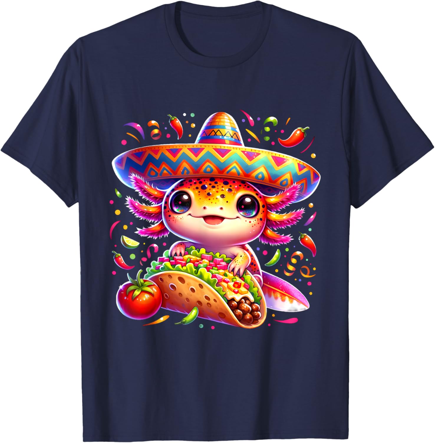 Axolotl Taco Cinco de Mayo Boys Girls Axolotl Cinco de Mayo T-Shirt - T-Shirt | Navy