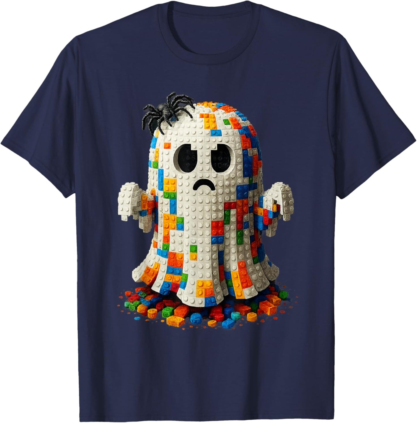 Halloween Master Builder Ghost Kids Building Blocks Bricks T-Shirt - T-Shirt | Navy