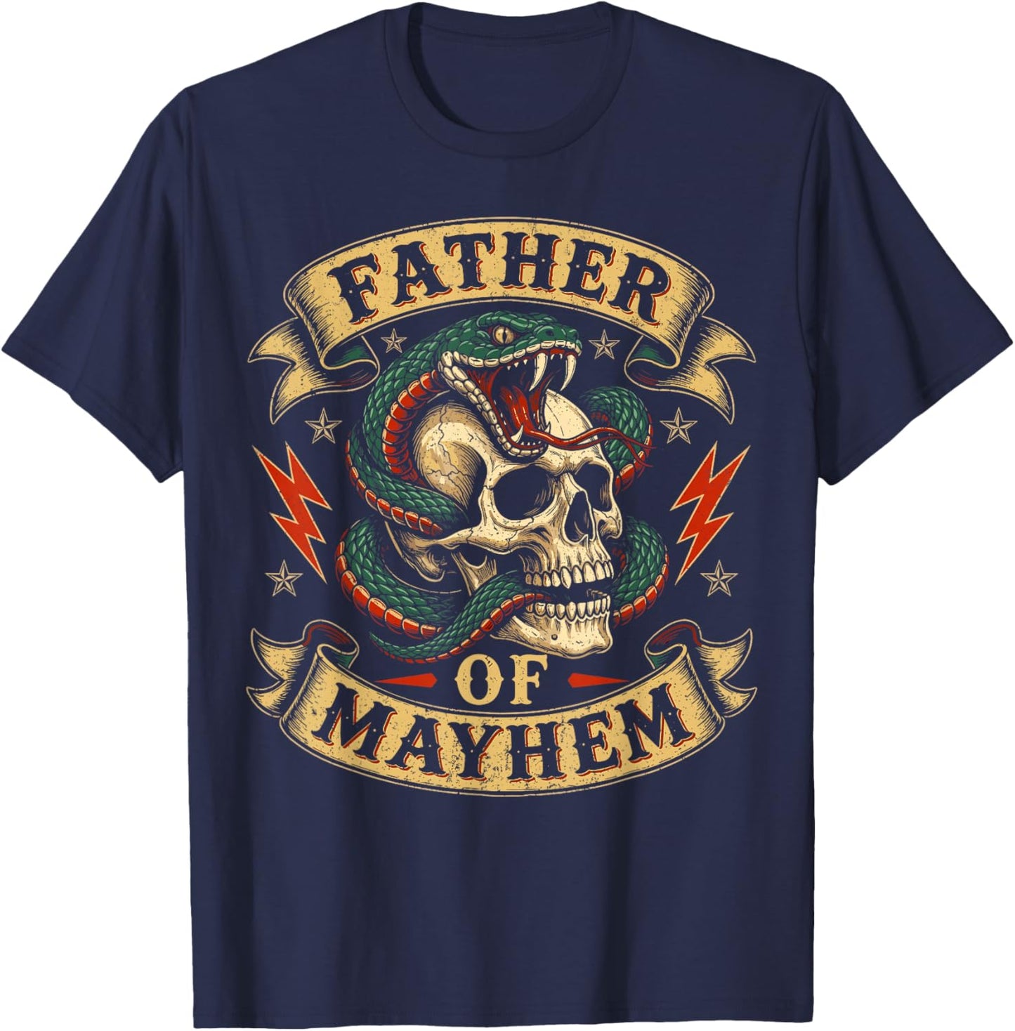 Father of Mayhem Men Dad Funny Father's Day Matching Family T-Shirt - T-Shirt | Navy