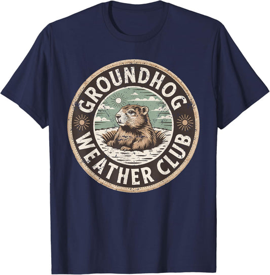 Groundhog Weather Club Punxsutawney Phil Shadow Forecast T-Shirt - T-Shirt | Navy