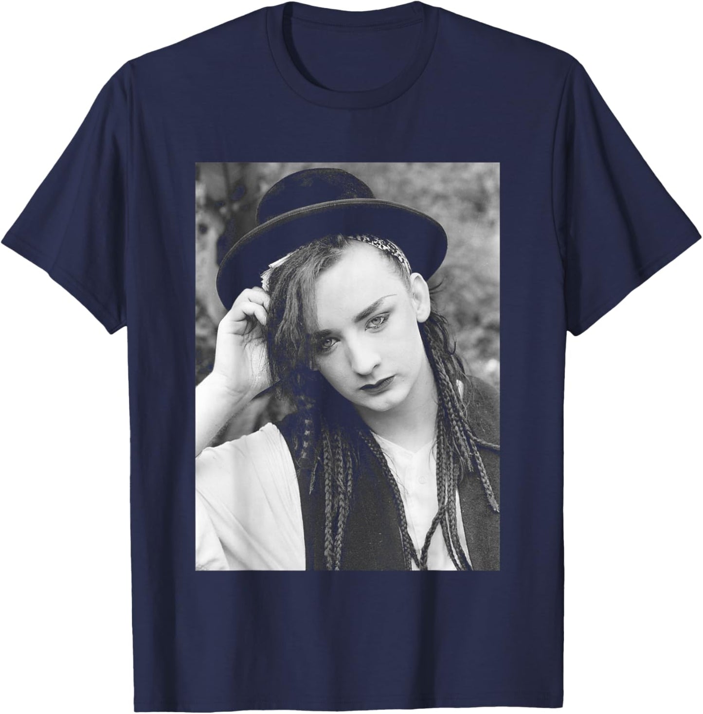 Boy George Singer of Pop Group Culture Club Portrait 1982 T-Shirt - T-Shirt | Navy