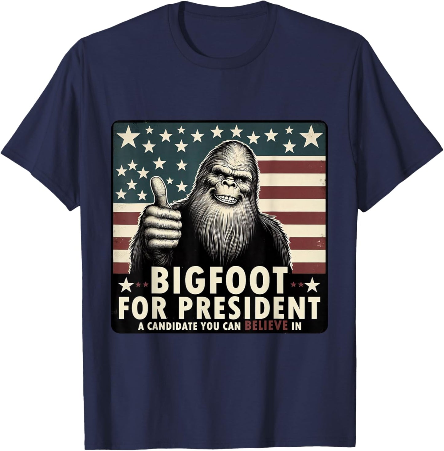 Vote Bigfoot for President 2024 Election T-Shirt - T-Shirt | Navy