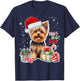 Yorkshire Terrier Christmas Yorkie Xmas Dog Santa Claus Hat T-Shirt - T-Shirt | Navy