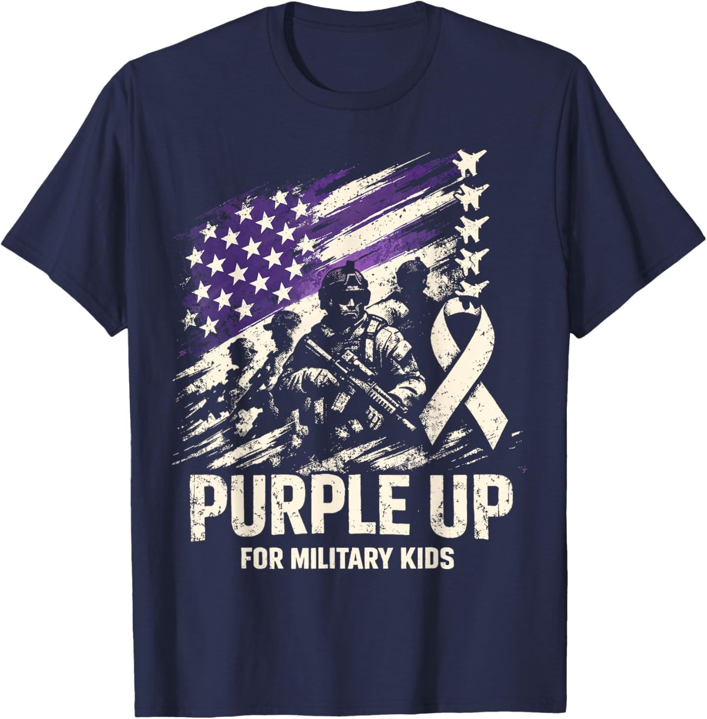 Purple Up for Military Kids Month of The Military Child T-Shirt - T-Shirt | Navy