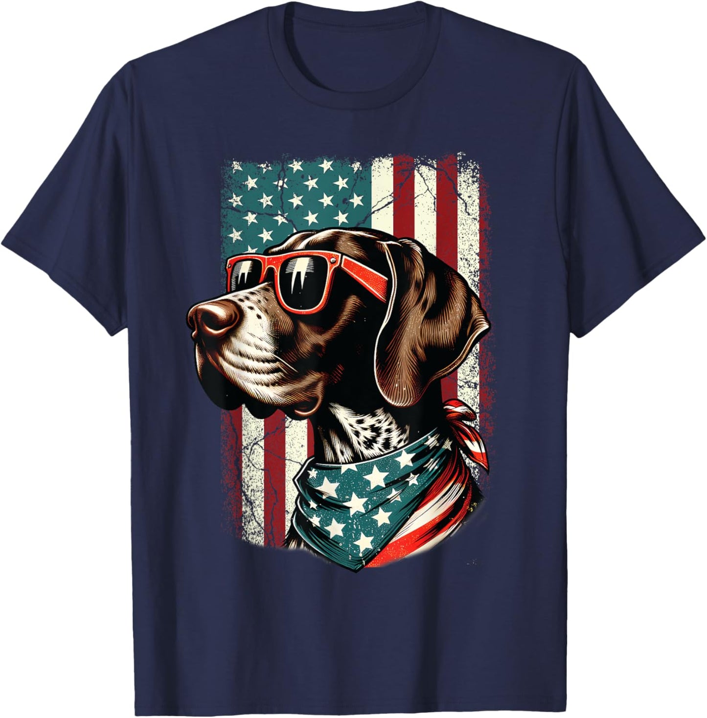 Patriotic German Shorthaired Pointer Dog 4th Of July USA T-Shirt - T-Shirt | Navy