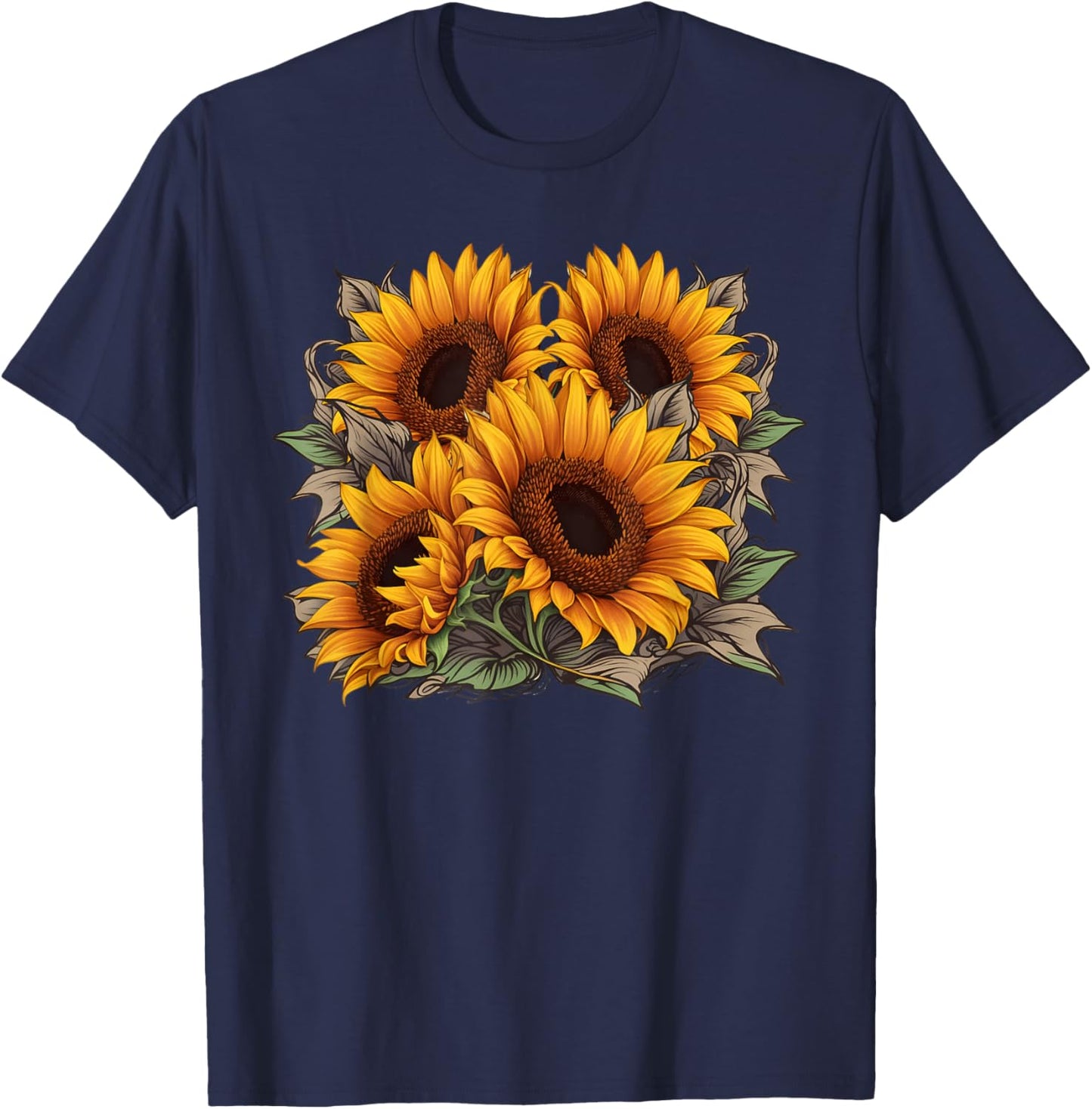 Vintage Sunflower Graphic T-Shirt - T-Shirt | Navy