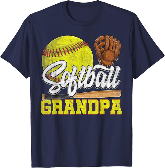 Softball Grandpa Softball Player Game Day Father's Day Gift T-Shirt - T-Shirt | Navy