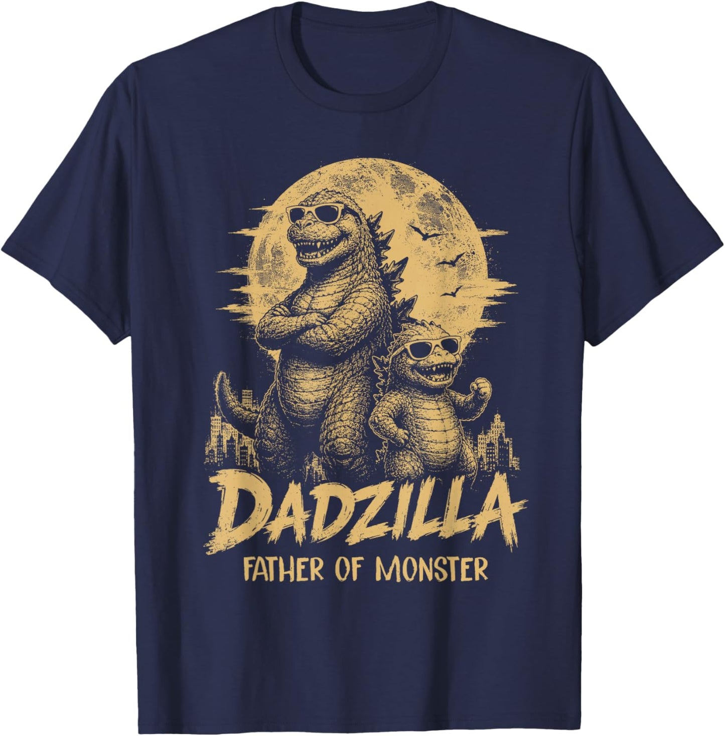 Vintage Dadzilla Father of The Monsters Dad Son Daughter T-Shirt - T-Shirt | Navy